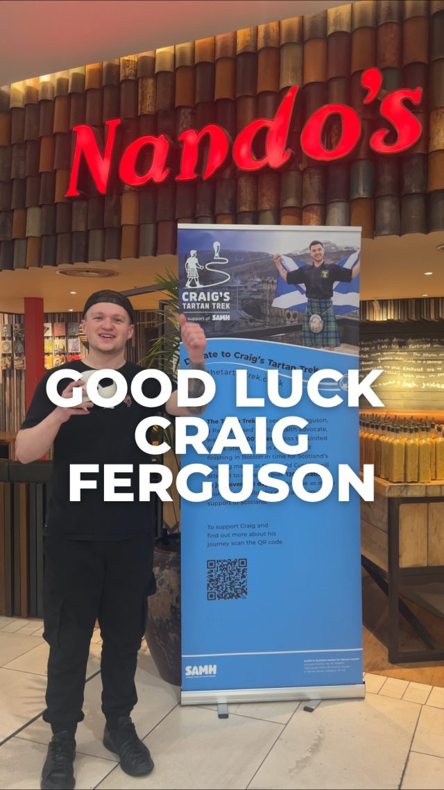 Good luck to @craigferguson_1 as he makes the final push on his incredible journey to Boston! 👏🏼🏴󠁧󠁢󠁳󠁣󠁴󠁿A familiar face to many from his time at @nandosuk , Craig is now nearing the end of his amazing Tartan Trek in support of @samhscotland and we’re proud to support him with a £500 donation.If you’re visiting Braehead this weekend, keep an eye out for our collection buckets throughout the centre and at our free World Cup Craft activities outside Mango. You can also show your support by donating via the link in our bio.Let’s help Craig finish strong and make a real difference for a fantastic cause! 💙#braeheadshoppingcentre #worldcup #scotland #boston #donate